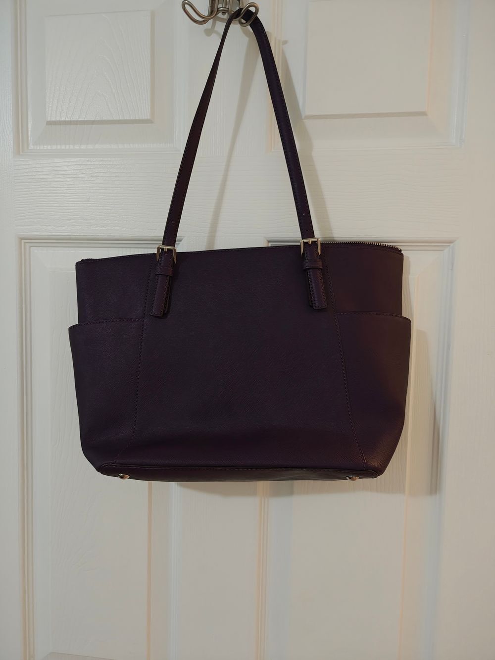 Michael Kors Purple Shoulder Tote with Silver Hardware - Picture 2 of 3